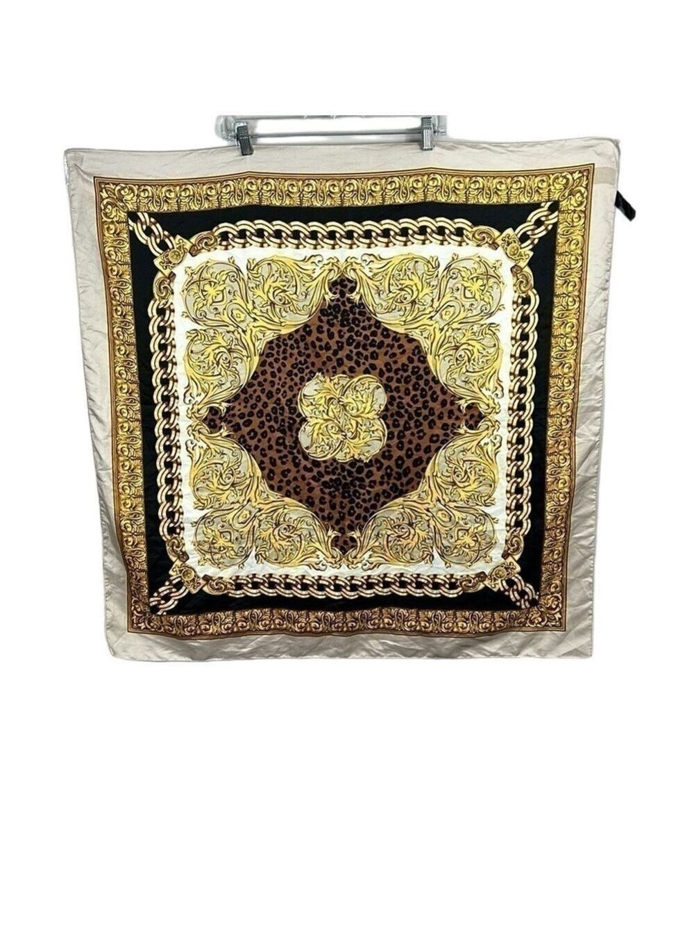 Vintage Art of The Scarf Cheetah Chain Print Scarf